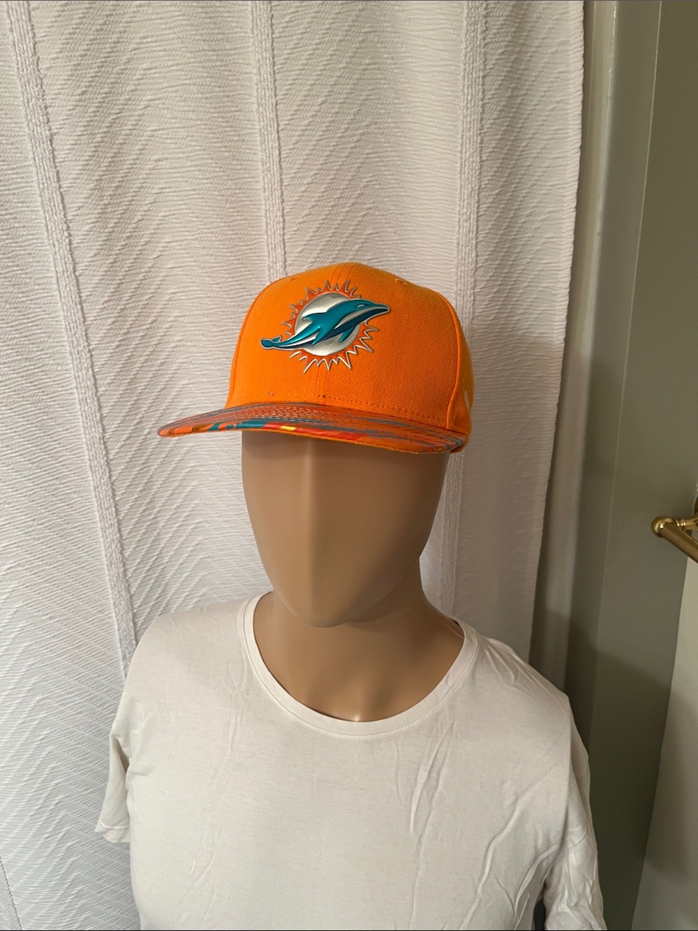 Orange Miami Dolphins Flat Brimmed Hat